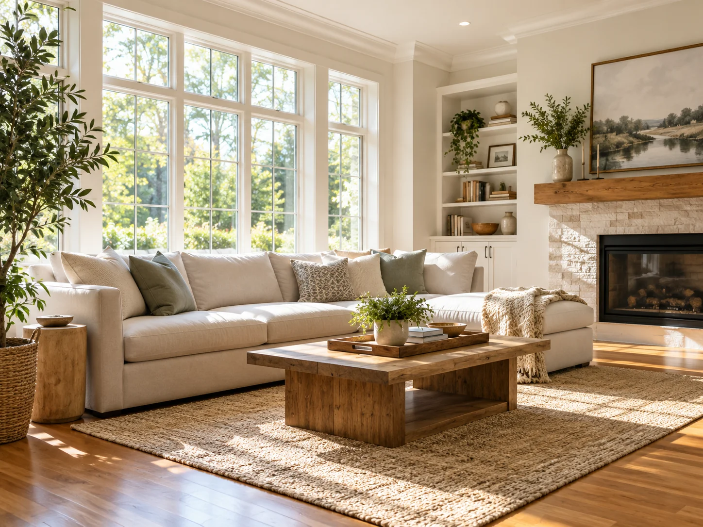 A bright and tidy residential living room