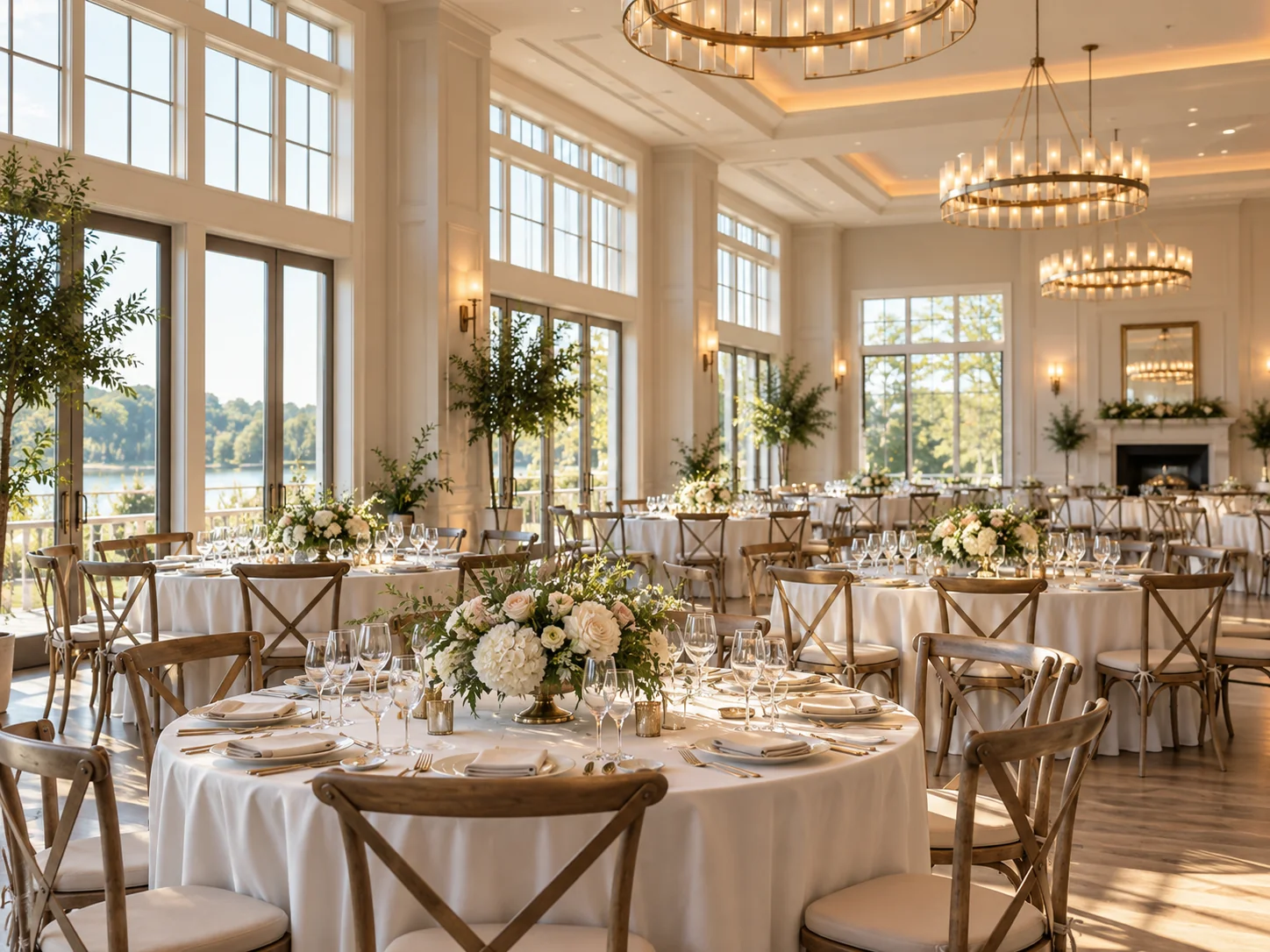 An elegant event venue arranged for a celebration